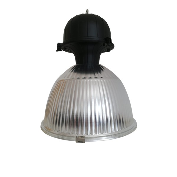 Komplett schwarzer E40-Industriereflektor (ohne/mit Strom)